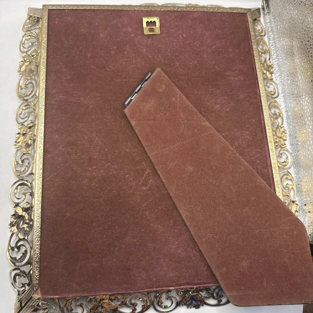Vintage Ornate Metal Frame Hang / Lean 8 X 10 Gold Tone Hollywood Regency